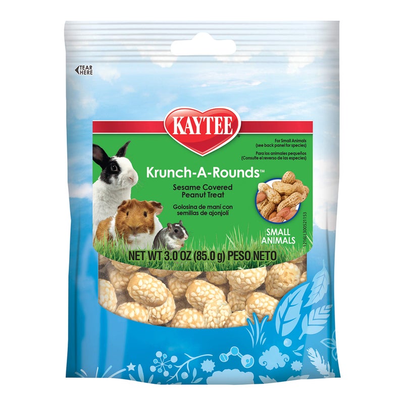 Kaytee Krunch-A-Rounds Sesame Covered Peanut Treat for Pet Rabbits, Guinea Pigs, Chinchillas, Hamsters, Gerbils, Mice and Rats, 3 oz - Image 1
