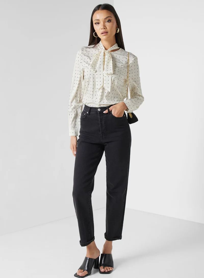 ELLA Polka Dot Blouse With Neck Tie