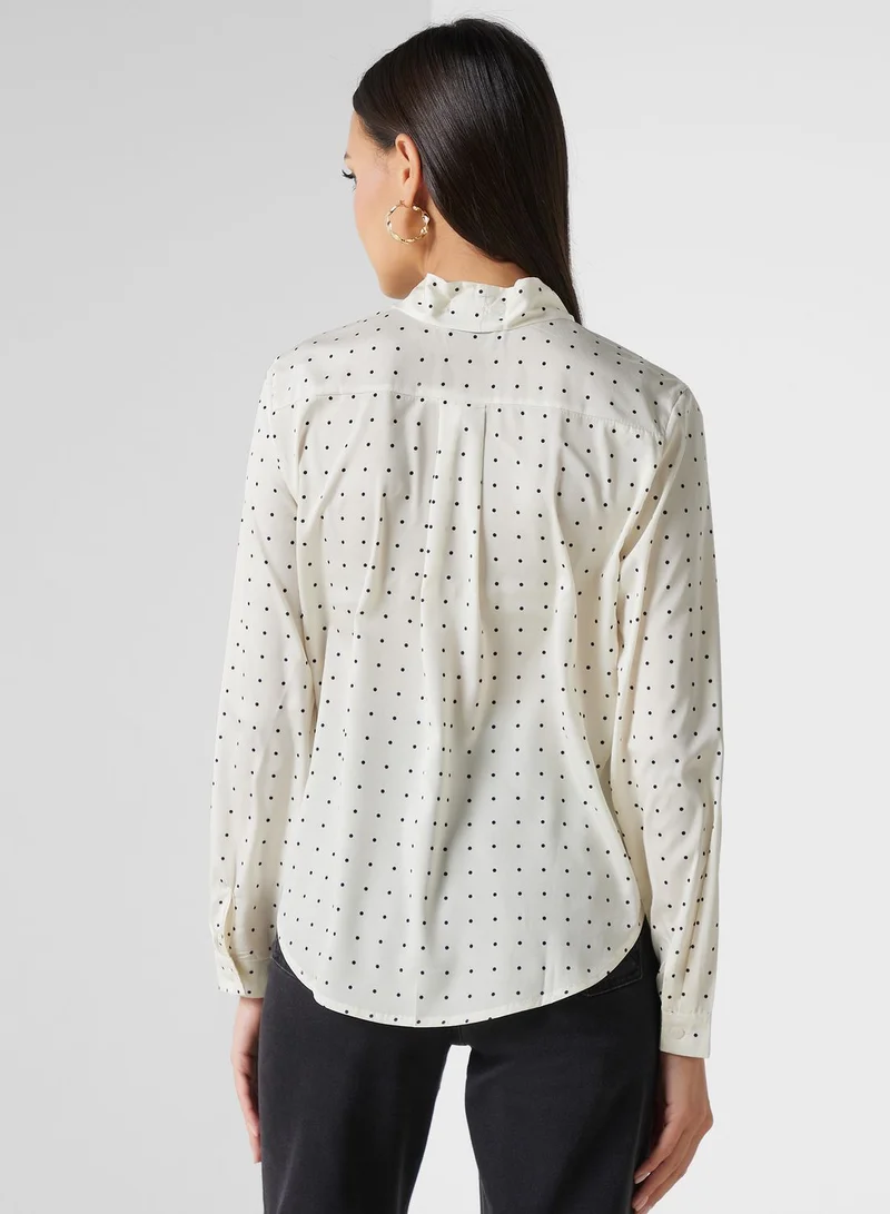 ELLA Polka Dot Blouse With Neck Tie