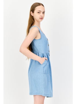 DeFacto Women Plain Mini Dress, Light Blue  - Image 2