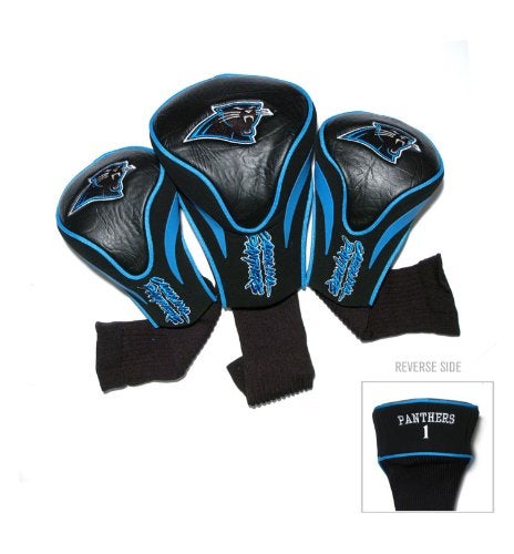 Team Golf NFL Carolina Panthers Contour Golf Club Headcovers (3 Count) Numbered 1, 3, & X, Fits Oversized Drivers, Utility, Rescue & Fairway Clubs, Velour lined for Extra Club Protection - Image 2