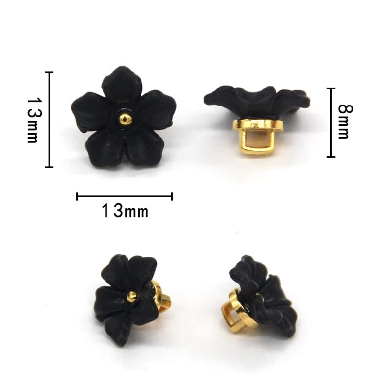 USOSOU 13mm Black Flower Sewing Plastic Buttons, Pearl Buttons for Clothing, Shirts, Skirts, Wedding Dresses, Blouse, Jewelry Decorations, Handmade DIY Crafts (50pcs 13mm(1/2")) - Image 4