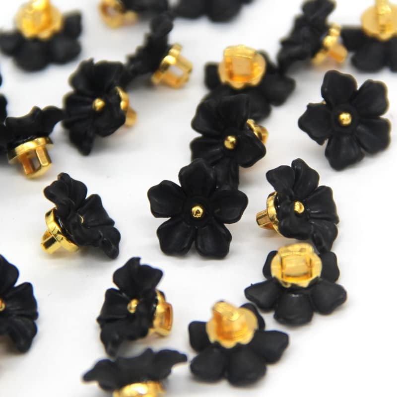 USOSOU 13mm Black Flower Sewing Plastic Buttons, Pearl Buttons for Clothing, Shirts, Skirts, Wedding Dresses, Blouse, Jewelry Decorations, Handmade DIY Crafts (50pcs 13mm(1/2")) - Image 3