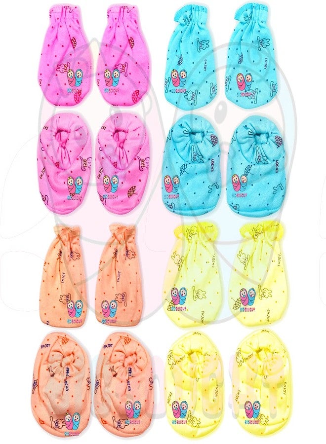 Bigbought Baby Boy and Baby Girl Mittens and Booties Combo Pack With Hand Mittens (Gloves) (12 Pair) and Leg Booties (Socks) (12 Pair), 0 to 6 Months, Pure Hosiery Soft Skin Friendly Fabric - Image 2