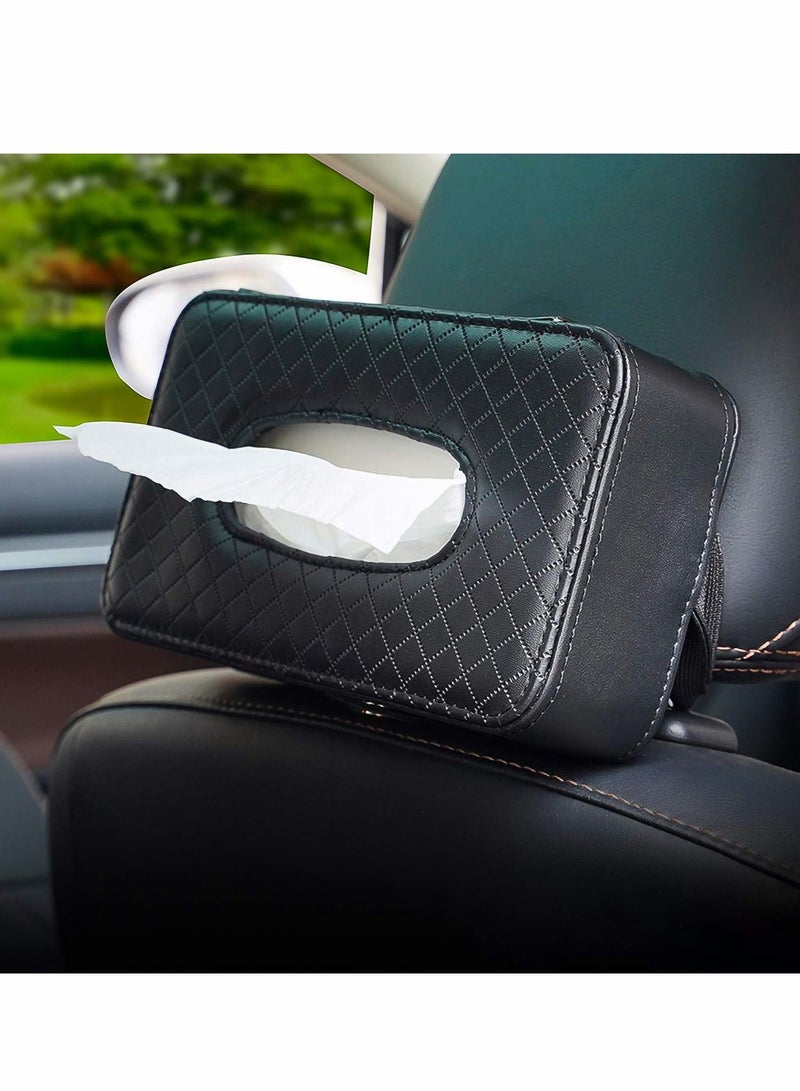 Y&D Car Tissue Holder - Mask For PU Leather Backseat Kleenex Holder,Wipes Dispenser Visor,Car Napkin Box  - Image 1