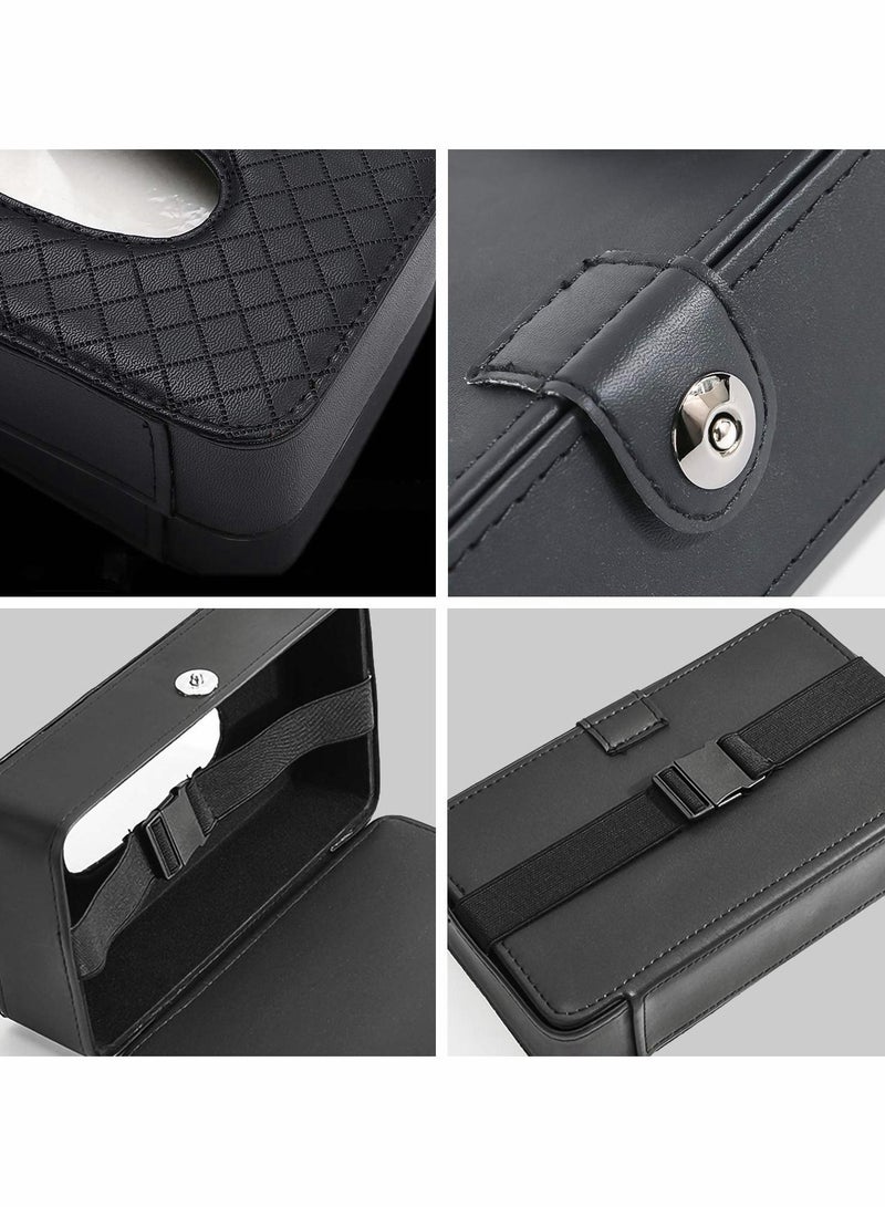 Y&D Car Tissue Holder - Mask For PU Leather Backseat Kleenex Holder,Wipes Dispenser Visor,Car Napkin Box  - Image 3