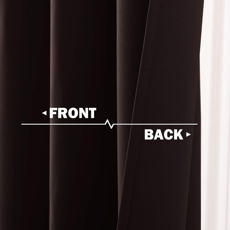 NICETOWN NICETOWN Kitchen Curtains Window Treatments - Eyelet Top Home Fashion Blackout Curtains Tailored Drapes for Cafe (Toffee Brown  Double Piece  W52 x L24 1.2 inches Header) - Image 5