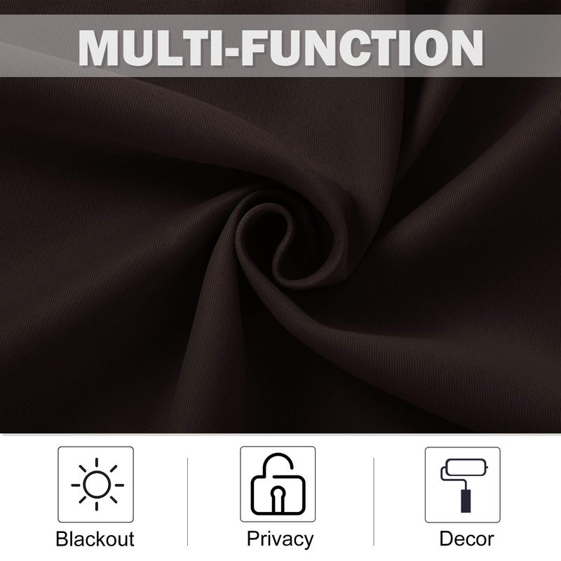 NICETOWN NICETOWN Kitchen Curtains Window Treatments - Eyelet Top Home Fashion Blackout Curtains Tailored Drapes for Cafe (Toffee Brown  Double Piece  W52 x L24 1.2 inches Header) - Image 3