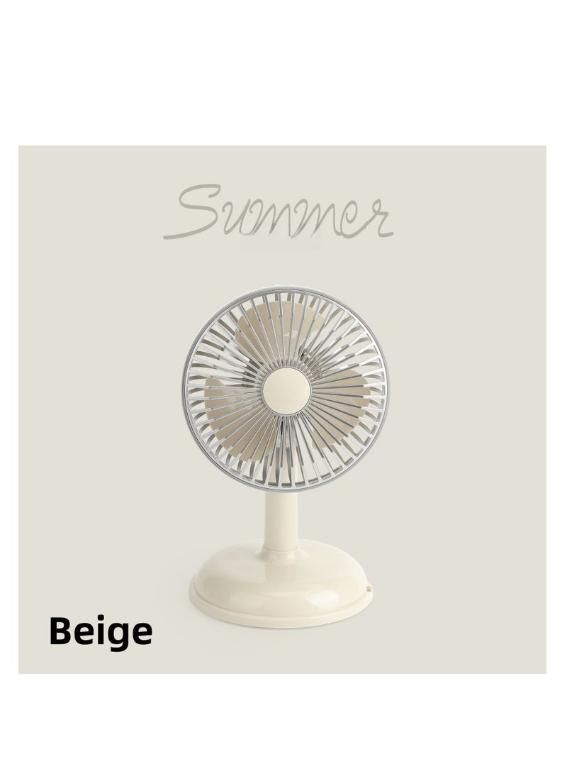 NOVOLAN Portable Desktop Fan Outdoor Fans, 800mah Battery Type C Charging, Quiet Operation, Retro Desktop Design, 90° Vertical Adjustment, Detachable and Washable Mesh Cover, Portable Handle (beige) - Image 1
