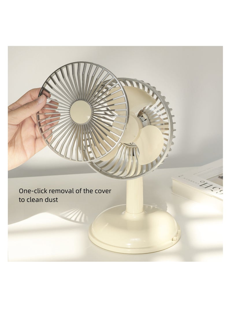 NOVOLAN Portable Desktop Fan Outdoor Fans, 800mah Battery Type C Charging, Quiet Operation, Retro Desktop Design, 90° Vertical Adjustment, Detachable and Washable Mesh Cover, Portable Handle (beige) - Image 5