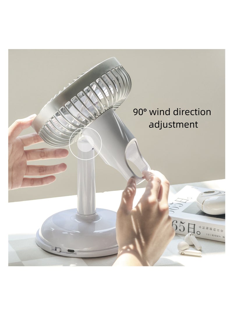 NOVOLAN Portable Desktop Fan Outdoor Fans, 800mah Battery Type C Charging, Quiet Operation, Retro Desktop Design, 90° Vertical Adjustment, Detachable and Washable Mesh Cover, Portable Handle (beige) - Image 3