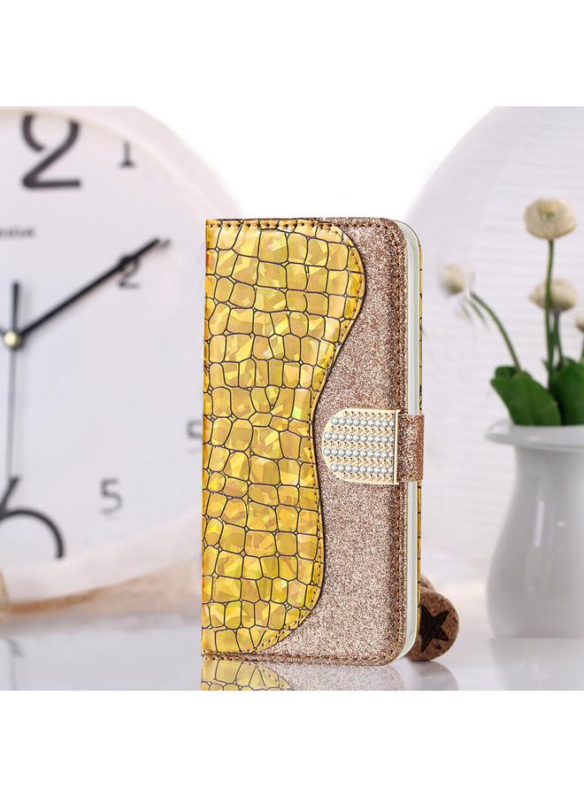 S-TOP Case For Samsung Galaxy A03s EU Version Laser Glitter Powder Matching Crocodile Texture Horizontal Flip Leather Case with Card Slots & Holder & Wallet - Image 1
