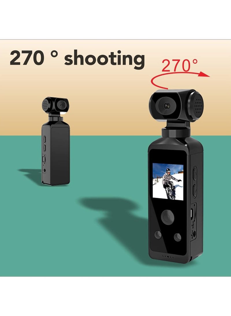 general Handheld 4K Camera, Pocket Type 4K HD 270° Rotatable Stabilization Wifi with Microphone Clip, Pocket Camera 30m Waterproof Case and Swivel Bracket for Outdoor Riding Diving Shooting - Image 2