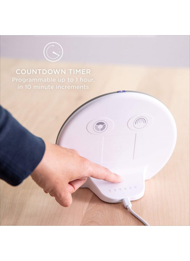 Verilux® HappyLight® Alba - New Round UV-Free LED Therapy Lamp, Bright White Light with 10,000 Lux, Adjustable Brightness, Color, and Countdown Timer