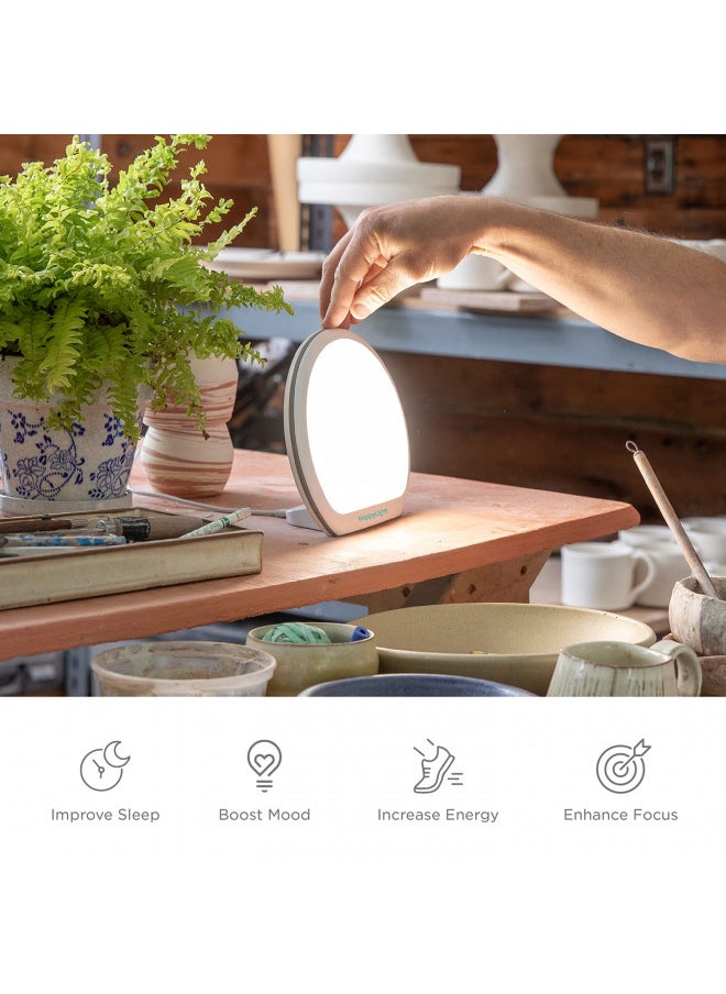 Verilux® HappyLight® Alba - New Round UV-Free LED Therapy Lamp, Bright White Light with 10,000 Lux, Adjustable Brightness, Color, and Countdown Timer