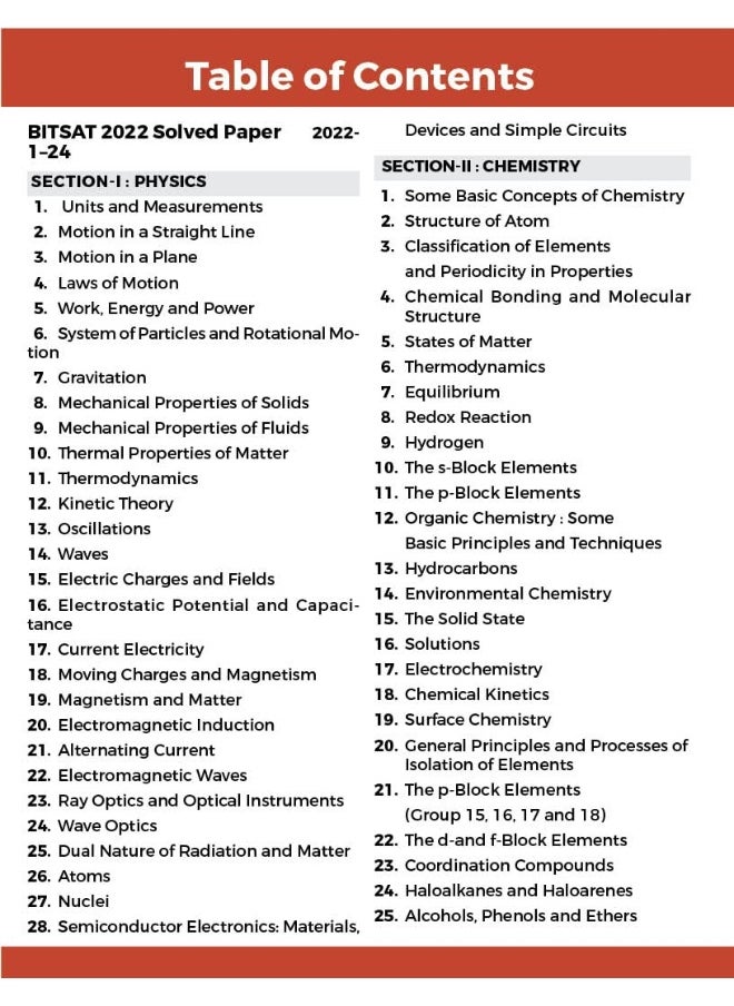 BITSAT 18 Previous Year Chapter-wise Solved Papers (2022 - 2005) 6th Edition Physics, Chemistry, Mathematics, English & Logical Reasoning 3100 PYQs  - Image 3
