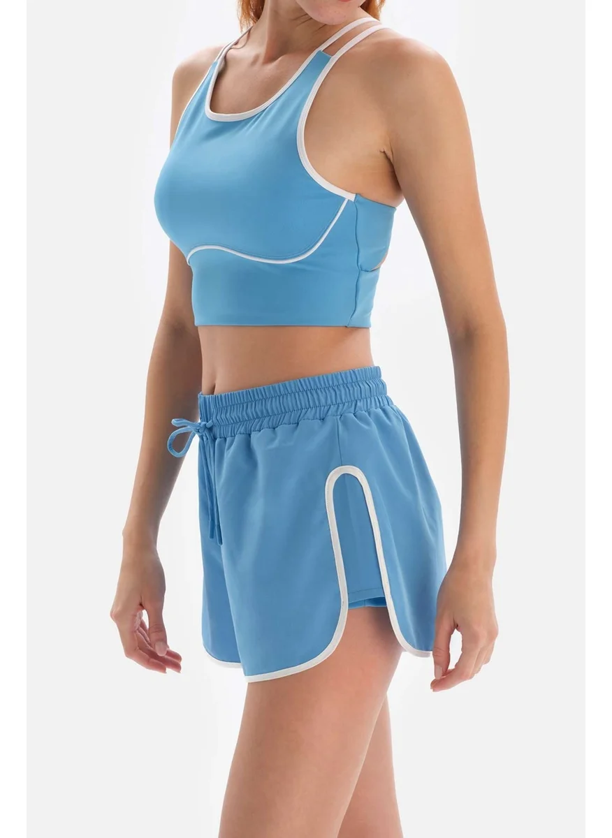 dagi Light Blue Women's Shorts with Piping
