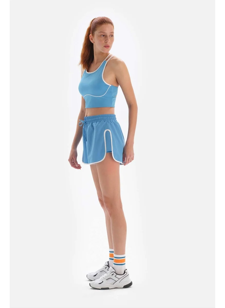 dagi Light Blue Women's Shorts with Piping