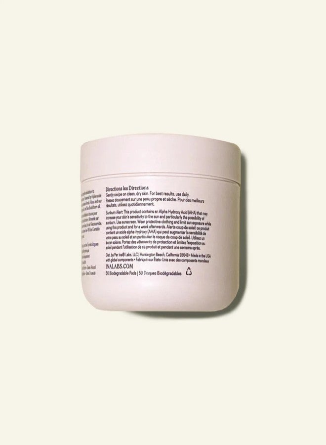 Ina Brightening & Exfoliating Pads - AHA BHA Intimate Exfoliating Pads with Lactic, Salicylic & Tranexamic Acid - Bikini Line Pads for Ingrown Hairs & Discoloration - 50 Biodegradable Pads - Image 5