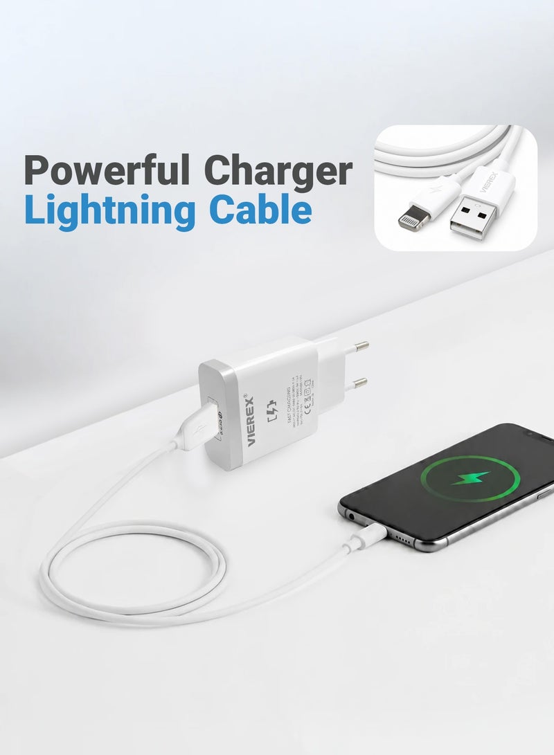 Vierex شاحن سريع 18 واط رفيق السفر يتضمن كابل USB-C إلى Lightning لأجهزة Apple 14/13/12/11 - Image 2