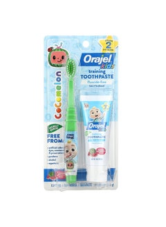 Orajel Orajel, Kids, Cocomelon Training Toothpaste with Toothbrush, Fluoride-Free, 0-3 Years, Watermelon, 2 Piece Set, 1 oz (28.3 g)  - Image 1