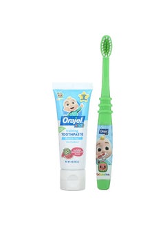 Orajel Orajel, Kids, Cocomelon Training Toothpaste with Toothbrush, Fluoride-Free, 0-3 Years, Watermelon, 2 Piece Set, 1 oz (28.3 g)  - Image 3
