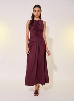 Solid Gathered Detail Sleeveless Maxi Dress - pzsku/Z544208568BFCF317F465Z/45/_/1740664714/7d4db3b2-7148-4416-ae0c-11d4152aec27