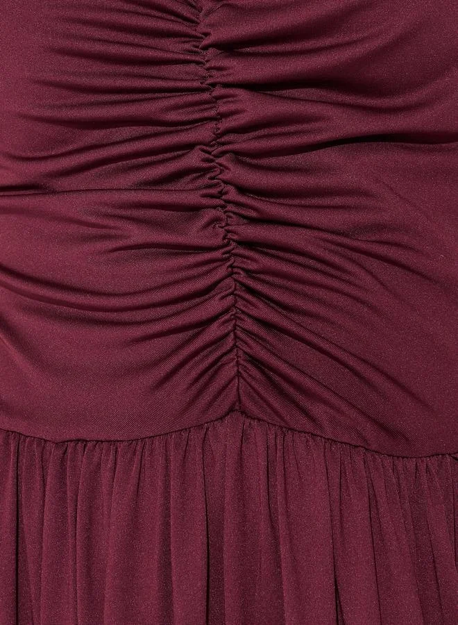 Take Two Solid Gathered Detail Sleeveless Maxi Dress