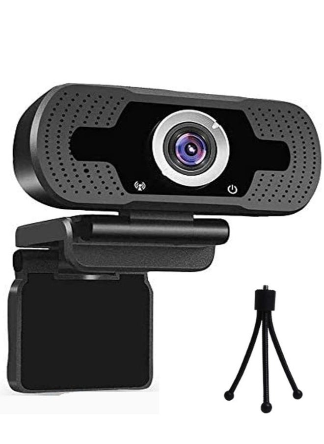 فلوينغ كاميرا ويب HD 1080P، كاميرا ويب مع ميكروفون، كاميرا USB للكمبيوتر المكتبي والمحمول بزاوية عرض 110 درجة، كاميرا ويب للبث والمكالمات، التسجيل، المؤتمرات، الألعاب، كاميرا ويب مع غطاء خصوصية وحامل ثلاثي الأرجل  - Image 1