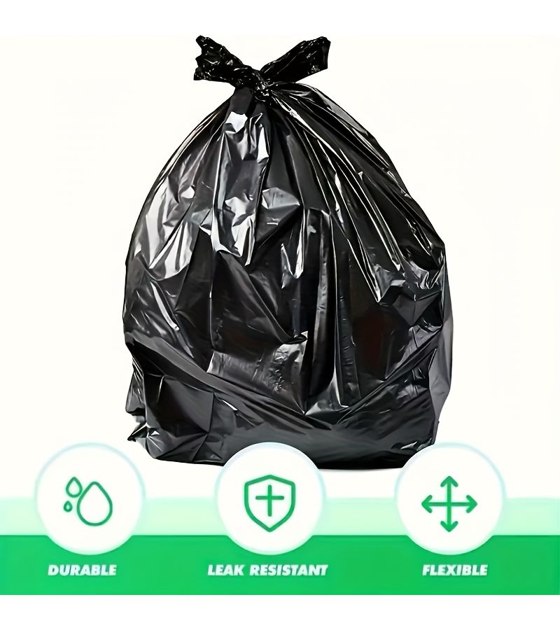 أكياس قمامة سوداء سميكة طراز الصدرية للاستخدام مرة واحدة، عبوة 200 كيس، للمطبخ والحمام والمنزل، متعددة الاستخدامات، عديمة الرائحة، قابلة للفرز وإعادة التدوير - Image 5