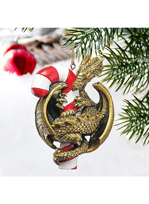 Design Toscano Design Toscano Gothic Dragon with a Candy Cane Sweet Tooth Christmas Tree Ornament  Single  - Image 2