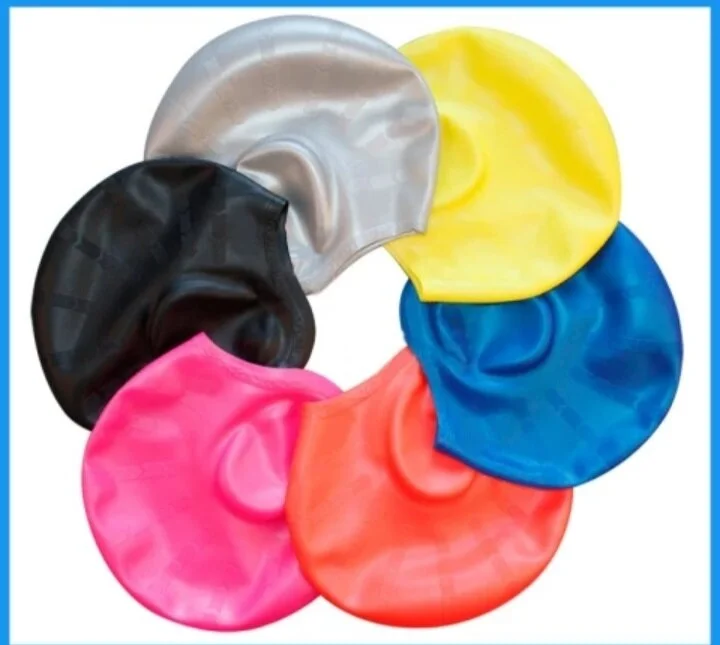 ELEVEN MARKETS Swimming Cap Light Blue Swimming Cap with Silicone Ears