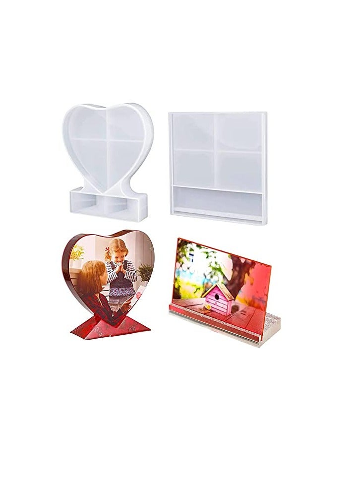 SOLARAE Resin Photo Frame Molds, Large Silicone Picture Frames Resin Molds Heart Shape Silicone Epoxy Molds for DIY Photo Silicone Tool Home Table Decor, Home Table Decor, Handmade Gifts - Image 1