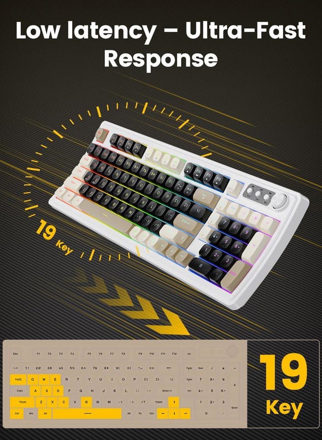 SABLUTE Wired Gaming Keyboard and Mouse, RGB Backlit Mechanical Feel PC Gaming Keyboards Multimedia Knob& Anti-Ghosting Ergonomic Premium Leather Wrist Rest for Game (White) - Image 5