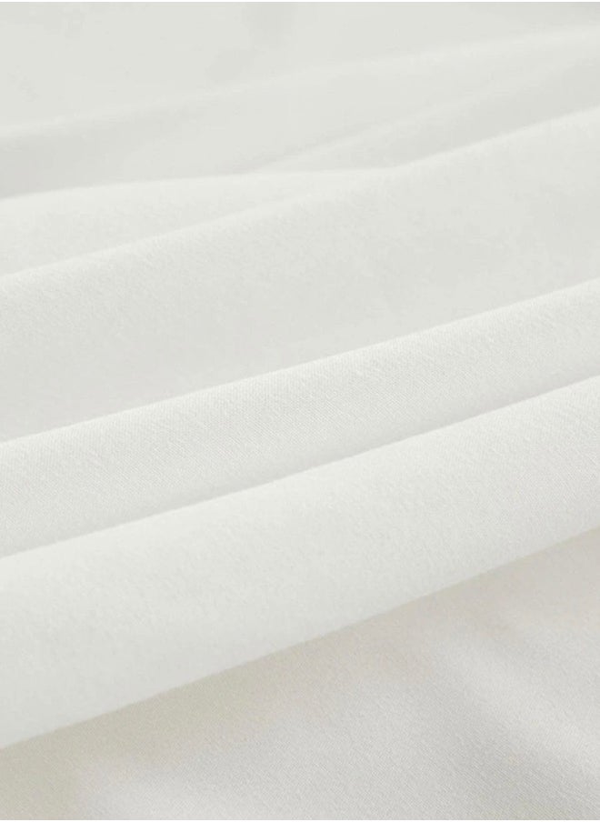 LUNA Home King Size Fitted bed sheet 180*200+30 cm with 2 pillow covers, set of 3 pieces, plain white color.  - Image 5