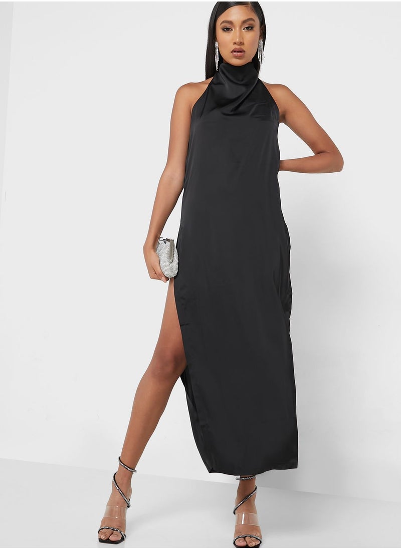 Miss Pap Side Split High Neck  Dress  - Image 4