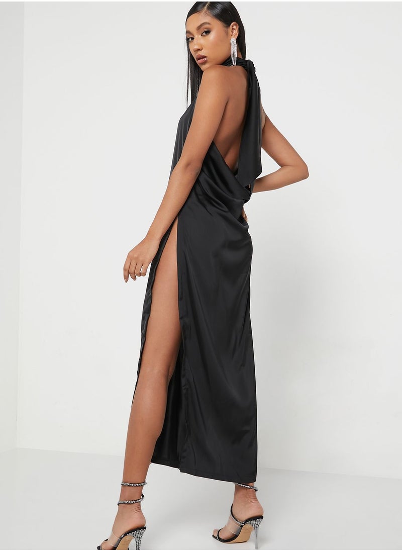 Miss Pap Side Split High Neck  Dress  - Image 2