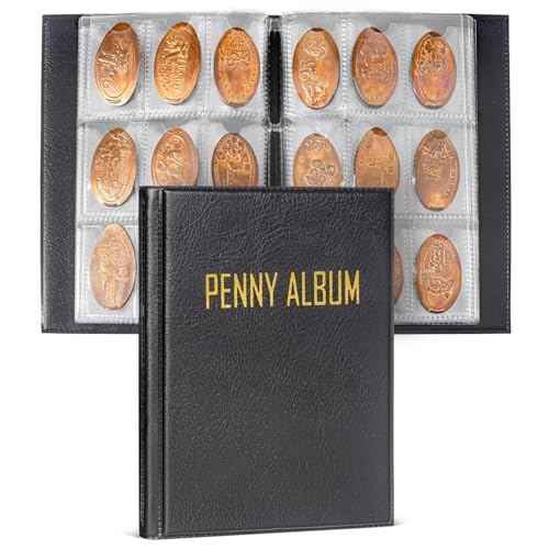 CollectHall Mini Pressed Penny Book, Penny Album Hoold 108 Coins, Portable Penny Holder For Collectors, Fit for Travel and Home Use, Black - Image 1