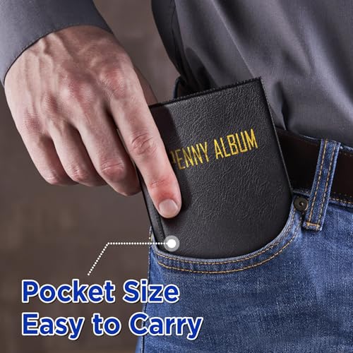 CollectHall Mini Pressed Penny Book, Penny Album Hoold 108 Coins, Portable Penny Holder For Collectors, Fit for Travel and Home Use, Black - Image 3