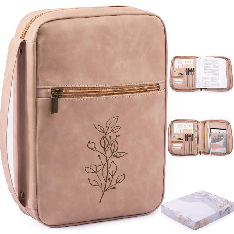 Aplufine Large PU Leather Bible Cover Debossed Case with Pocket Gift Boxed for Men Women - Image 2