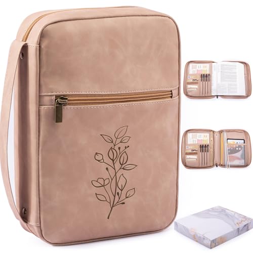Aplufine Large PU Leather Bible Cover Debossed Case with Pocket Gift Boxed for Men Women - Image 1