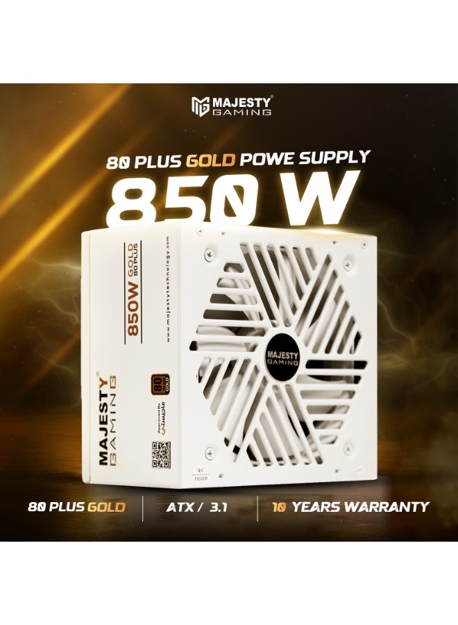 ماجيستي مزود طاقة من ماجيستي باور سبلاي 850 واط ذهبي يدعم RTX 50 معياري بالكامل منخفض الضوضاء - متوافق مع ATX 3.1 وPCIe 5.1 - مكثفات يابانية 105 درجة - كفاءة 80+GOLD - دعم وضع الاستعداد - ضمان 10 سنوات - Image 2