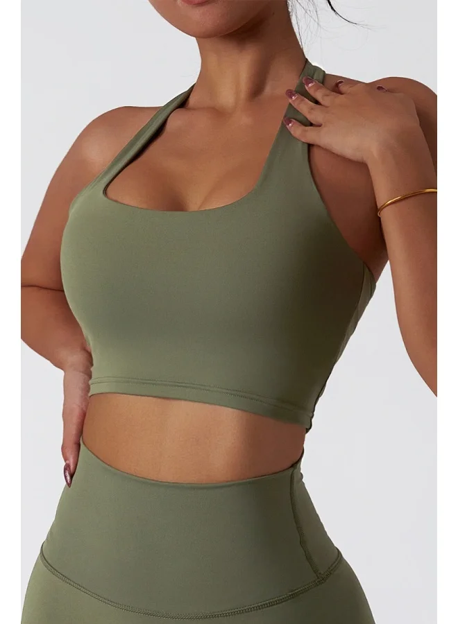 KAWN.YOGA Womens Open Back Sports Bra - Padded Low Impact Workout Yoga Bra with Removable Built in Bra
