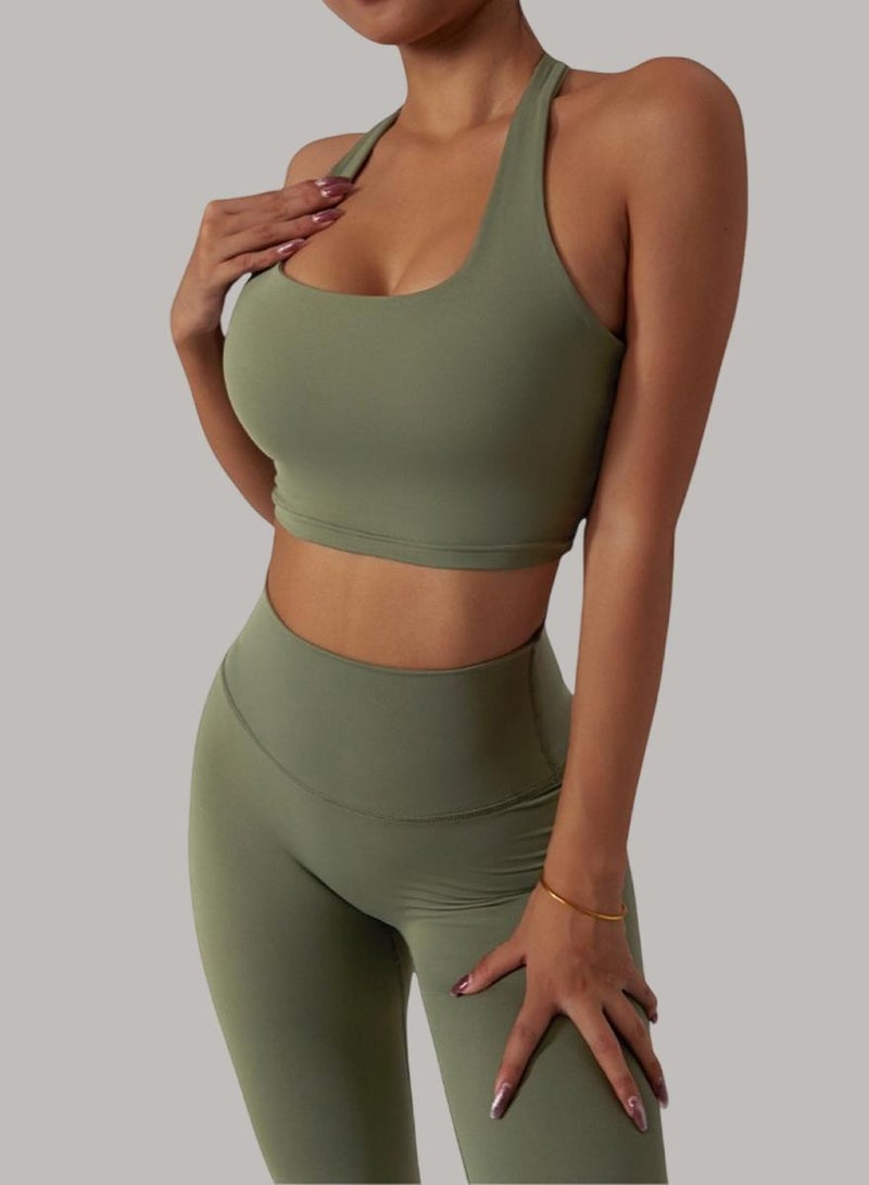 KAWN.YOGA Womens Open Back Sports Bra - Padded Low Impact Workout Yoga Bra with Removable Built in Bra - Image 1