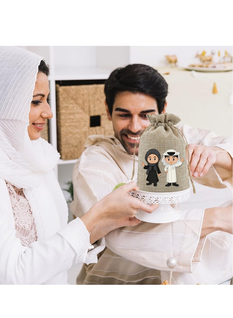 12 حقيبة هدايا عيد الأضحى – 10×15 سم أكياس خيشية بتصاميم إسلامية للحلويات والتمر وحبوب القهوة - Image 3
