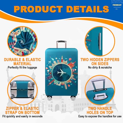 FreshDcart Luggage Dust Cover, Stretchable Suitcase Cover, Durable Travel Bag Covers for Suitcases - Universal Fit Easy to Use (Multicolor, Pack of 1) (Medium (22-24 inch)) - Image 2