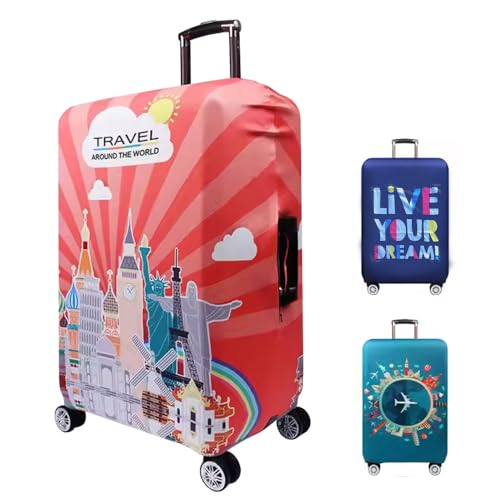 FreshDcart Luggage Dust Cover, Stretchable Suitcase Cover, Durable Travel Bag Covers for Suitcases - Universal Fit Easy to Use (Multicolor, Pack of 1) (Medium (22-24 inch)) - Image 1