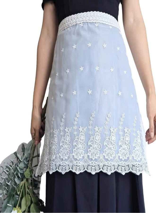 Love Potato Pretty Lace Waist Apron Vintage Fashion Half Aprons for Kitchen Cooking Restaurant Bistro, White - Image 2