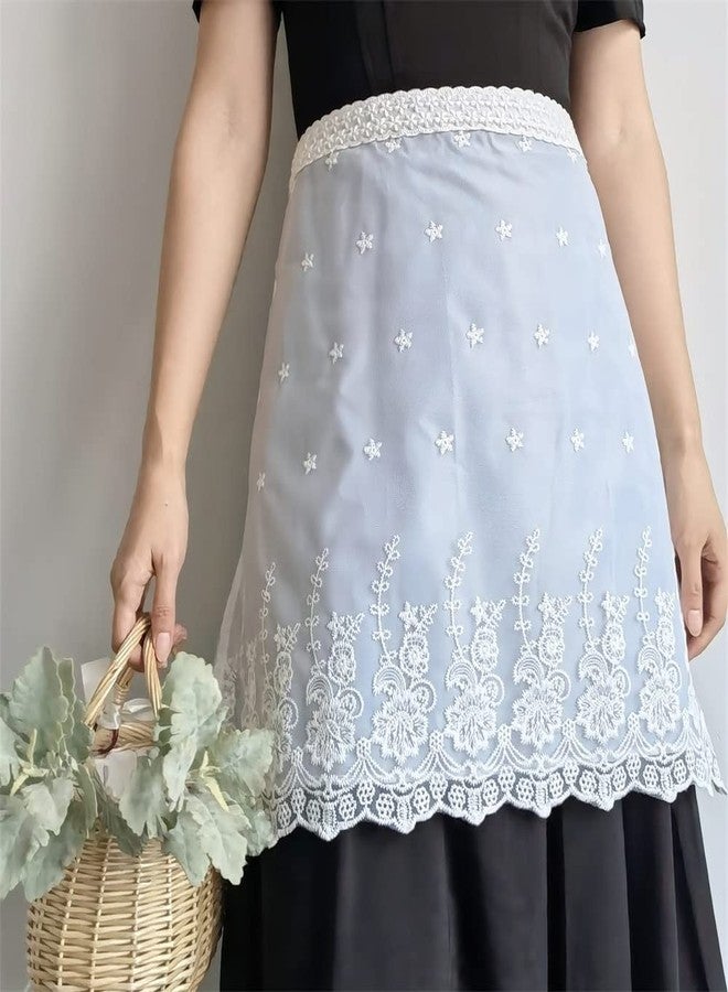 Love Potato Pretty Lace Waist Apron Vintage Fashion Half Aprons for Kitchen Cooking Restaurant Bistro, White - Image 3
