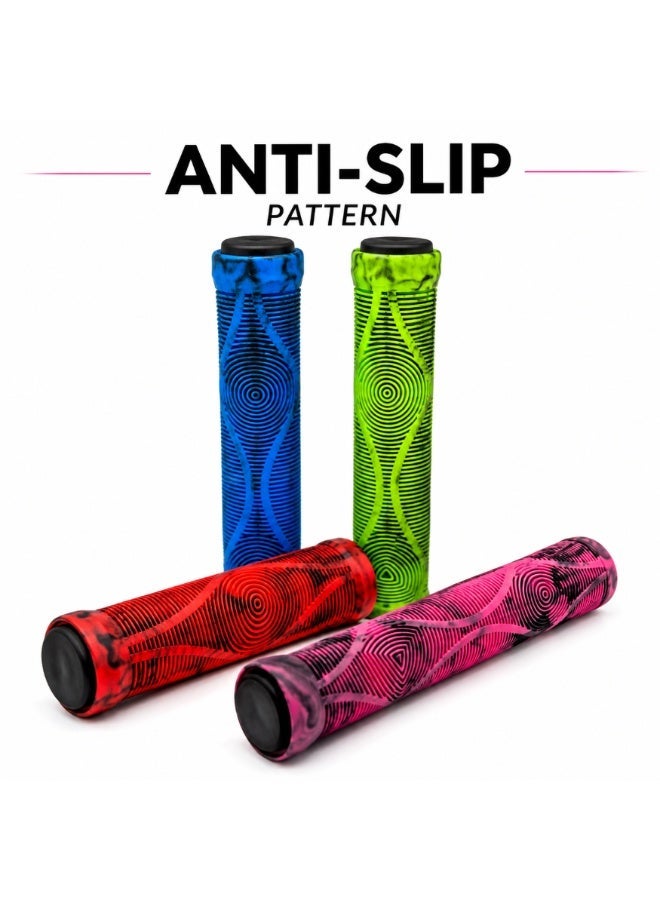 Fukukawa Multicolor Anti-Slip Bicycle Handlebar Grips Soft Rubber 22.2mm Shock Absorbing Bike Handle Grips for MTB BMX Scooter Cycle Pink Black Pair - Image 1